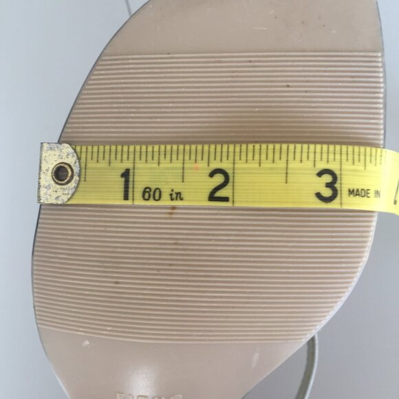 Vintage 90's Silver Satin Beaded T-strap Slides Heels sz 7.5 - Picture 8 of 13